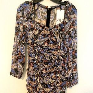 Zara paisley metallic dress, S, NWT